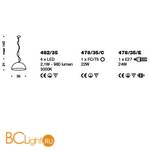 Подвесной светильник IDL Amalfi 482/35 brown corten / satin white inside - Схема