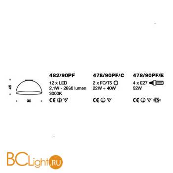 Потолочный светильник IDL Amalfi 478/90PF/C black gold - Схема