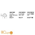 Потолочный светильник IDL Amalfi 482/72PFglossy laquer black / gold leaf inside - Схема