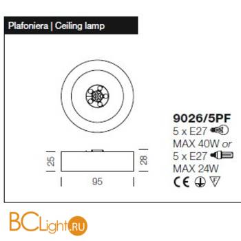 Потолочный светильник IDL Atena 9026/5PF ambra - Схема