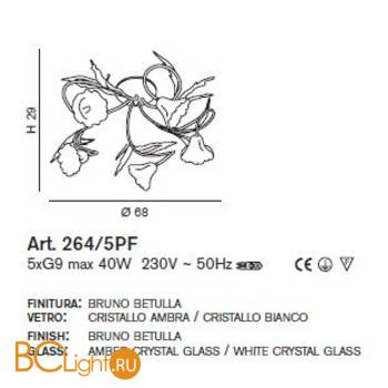 Потолочная люстра IDL Betulla 264/5PF rovere striato V288/149/22 - Схема