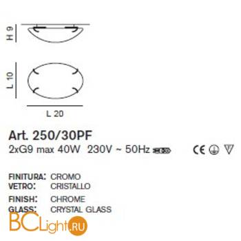 Потолочный светильник IDL Betulla 250/30PF Chrome V308/00 - Схема