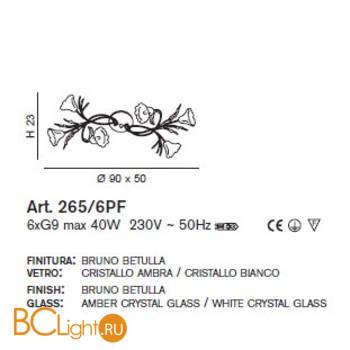 Потолочная люстра IDL Betulla 265/6PF rovere striato V288/149/22 - Схема