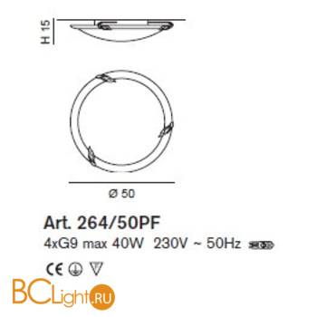 Потолочный светильник IDL Betulla 264/50PF rovere striato V307/151 - Схема