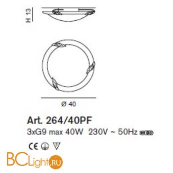 Потолочный светильник IDL Betulla 264/40PF Brushed nickel V306/00 - Схема