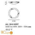 Потолочный светильник IDL Betulla 264/40PF Brushed nickel V306/00 - Схема