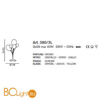 Настольная лампа IDL Bolla 380/3L chrome + multicolour - Схема