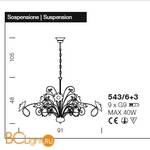 Люстра IDL Butterfly 543/6+3 Black nickel - Схема
