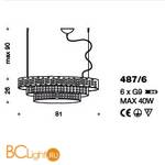 Подвесной светильник IDL Capitonne 487/6 velvet white - Схема