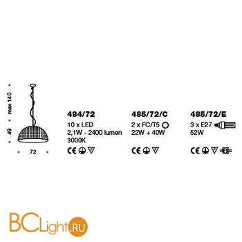 Подвесной светильник IDL Capri 485/72/C Alluminium - Схема