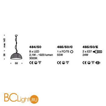 Подвесной светильник IDL Capri 485/50/C Alluminium - Схема