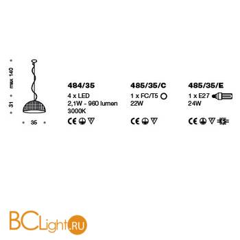 Подвесной светильник IDL Capri 484/35 Alluminium - Схема