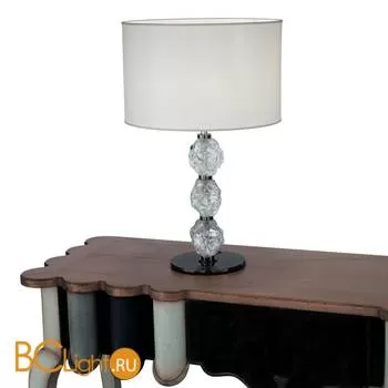 Настольная лампа IDL Charme 600/1LG black nickel with transparent Murano glass / ivory chinette
