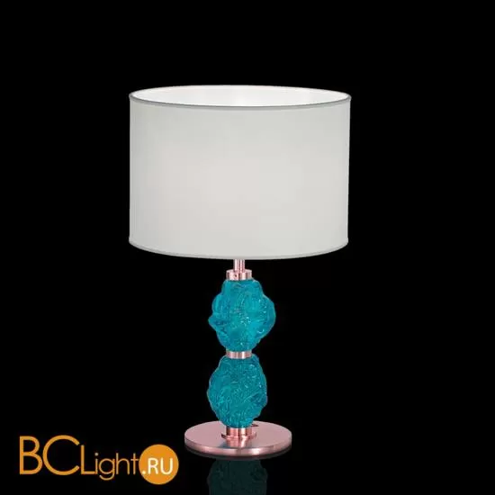 Настольная лампа IDL Charme 600/1LM coppery with blue Murano glass / ivory chinette