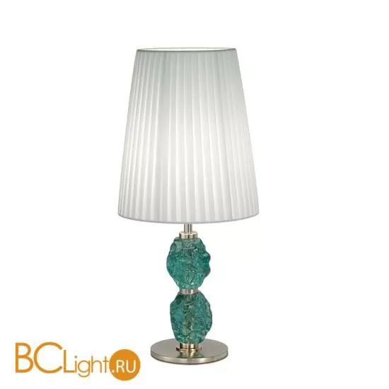 Настольная лампа IDL Charme 601/1LM pure steel with green Murano glass / white plisse