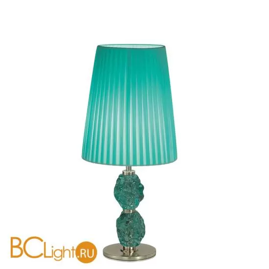 Настольная лампа IDL Charme 601/1LM pure steel with green Murano glass / green plisse