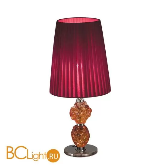 Настольная лампа IDL Charme 601/1LM black nickel with amber Murano glass / red plisse