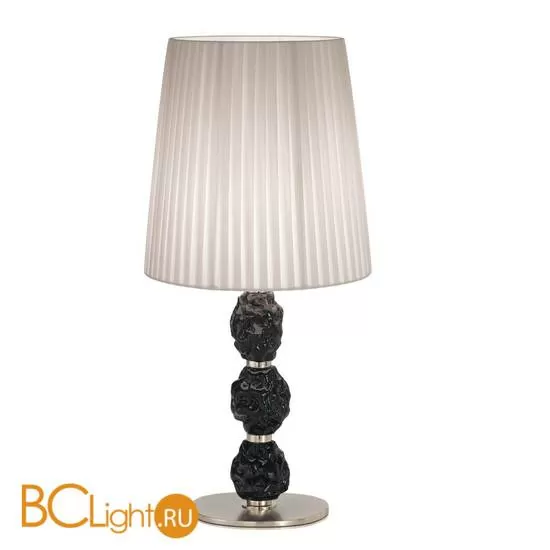Настольная лампа IDL Charme 601/1LG pure steel with black Murano glass / ivory plisse