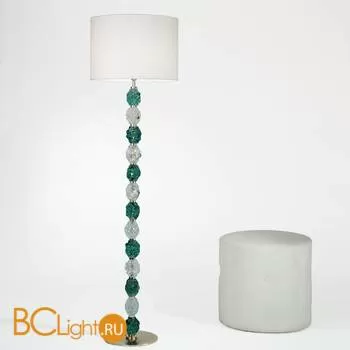 Торшер IDL Charme 600/13P pure steel with green+transp Murano glass / ivory chinette