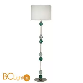 Торшер IDL Charme 600/7P pure steel with green+transp Murano glass / ivory chinette