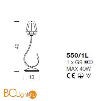 Настольная лампа IDL Chloe 550/1L Light gold - Схема