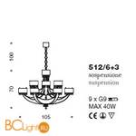 Люстра IDL Crystal blade 512/6+3 Light gold - Схема