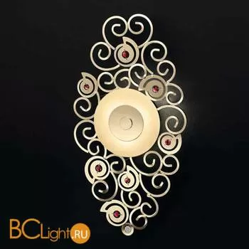 Настенный светильник IDL Crystal marine 492/3A light gold with ruby crystals