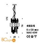 Подвесной светильник IDL Crystalline 493/6 light gold / white glass - Схема