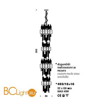 Подвесной светильник IDL Crystalline 493/16+16 light gold / white glass - Схема