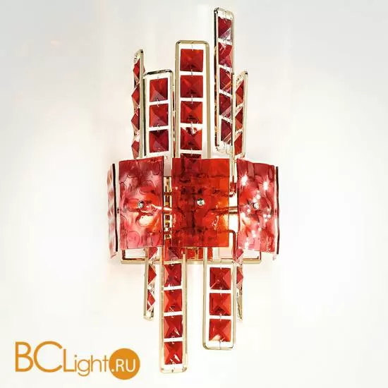 Настенный светильник IDL Crystalline 493/2A light gold / red glass
