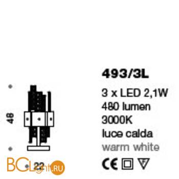 Настольная лампа IDL Crystalline 493/3L light gold / red glass - Схема