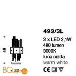 Настольная лампа IDL Crystalline 493/3L light gold / red glass - Схема