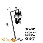 Торшер IDL Crystalline 493/6P light gold / red glass - Схема