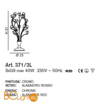 Настольная лампа IDL Dado 371/3L orange red - Схема