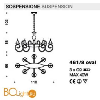 Люстра IDL Deco 461/8OVAL blue - Схема