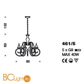 Люстра IDL Deco 461/5 light gold - Схема