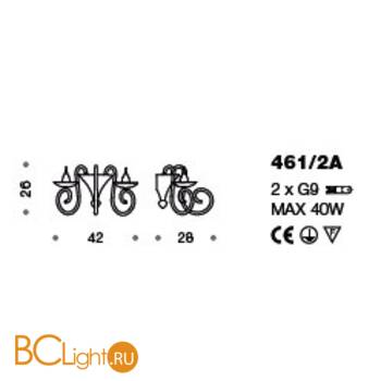 Бра IDL Deco 461/2A velvet black with silver leaf - Схема