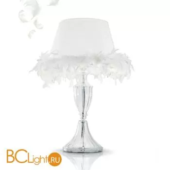 Настольная лампа IDL Baroque 449/1LB white Murano glass with black profiles / trimming in white boa feathers