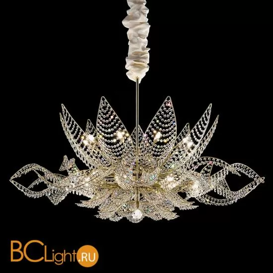 Подвесной светильник IDL Ninfea 436/18+1 light gold / white Murano glass pearls