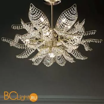 Потолочный светильник IDL Ninfea 436/10+1PF Gold / transparent crystals