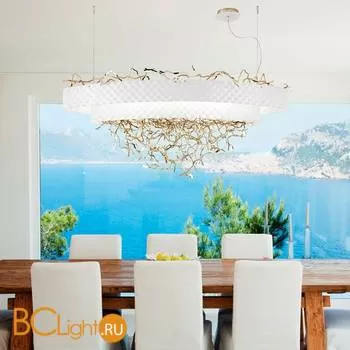 Подвесной светильник IDL Groovy 464/12 velvet white with light gold - Фото 0