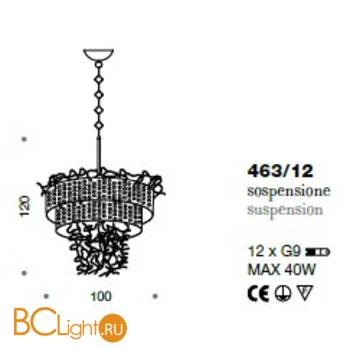 Подвесной светильник IDL Groovy 463/12 light gold - Схема