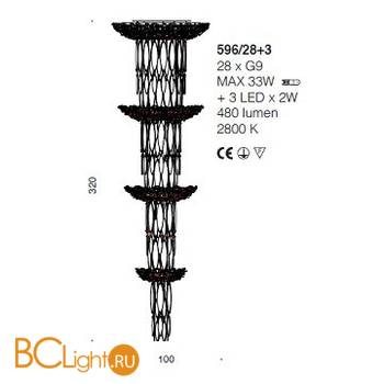 Потолочный светильник IDL Elite 596/28+3 light gold transparent - Схема
