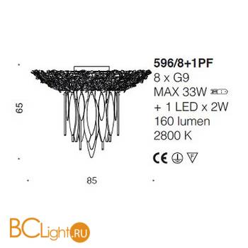 Потолочный светильник IDL Elite 596/8+1PF light gold white - Схема