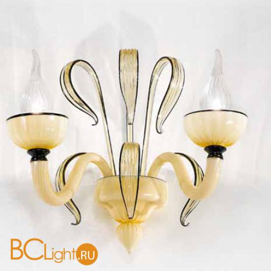 Бра IDL Epoque 446/2A light gold metal parts / champagne Murano glass with black profiles