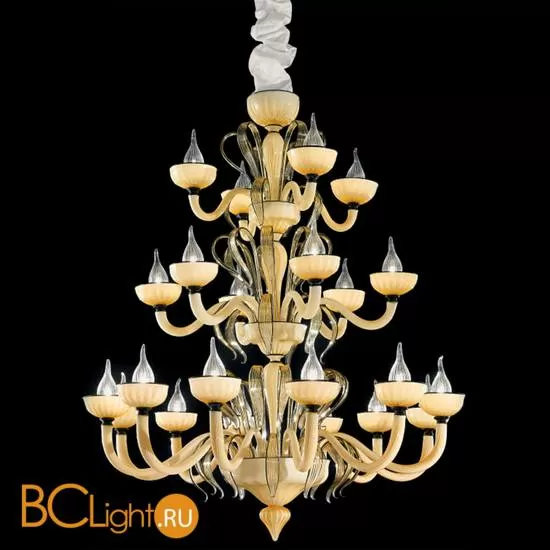 Люстра IDL Epoque 446/12+6+4 light gold metal parts / champagne Murano glass with black profiles