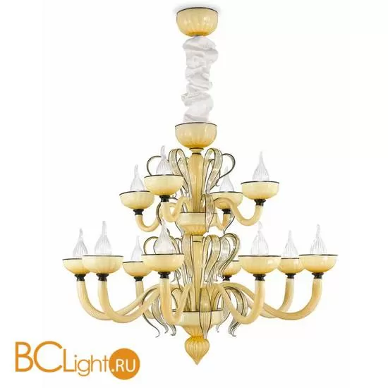 Люстра IDL Epoque 446/8+4 light gold metal parts / champagne Murano glass with black profiles