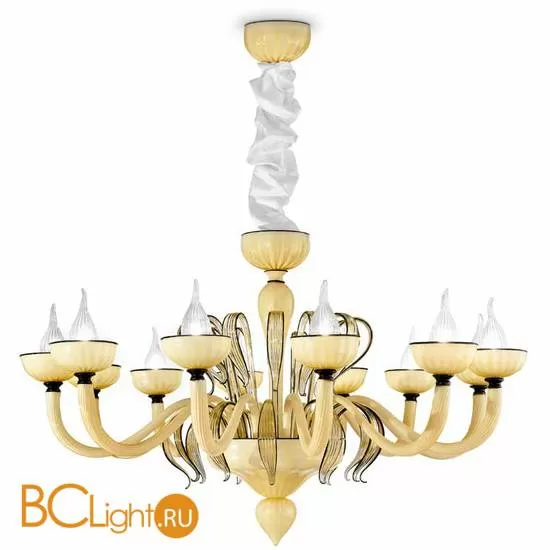 Люстра IDL Epoque 446/12 light gold metal parts / champagne Murano glass with black profiles