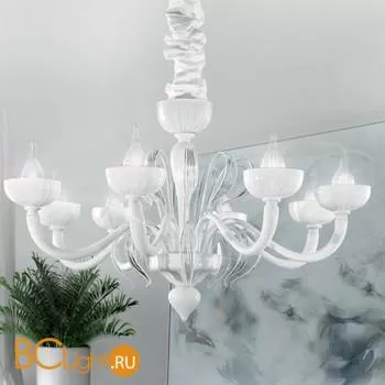 Люстра IDL Epoque 446/8 chrome metal parts / white Murano glass