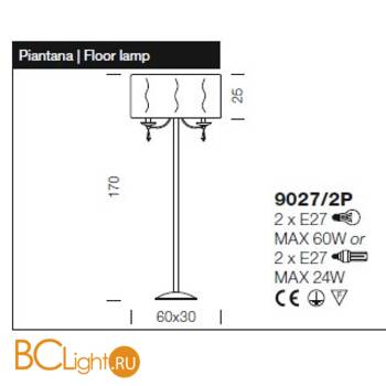 Торшер IDL Fashion 9027/2P Chrome Black - Схема
